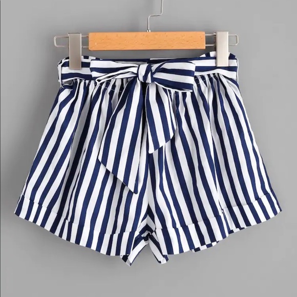 Pants - SOLD OUT❗️Striped Self Tie Waist Shorts